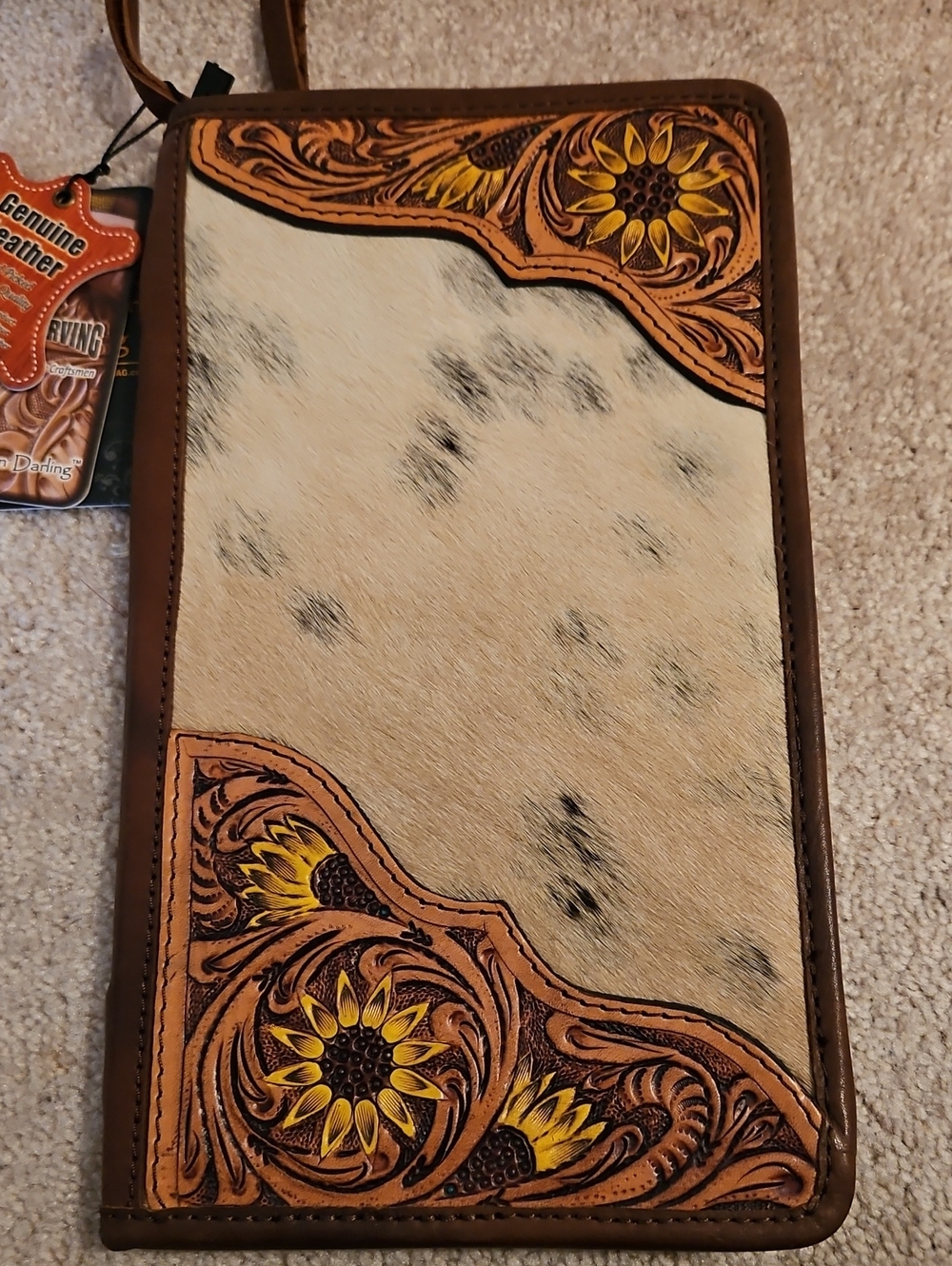 American Darl8ng Jewelery Case W/cowhide Sunflowers